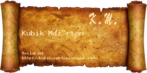 Kubik Márton névjegykártya