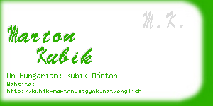 marton kubik business card